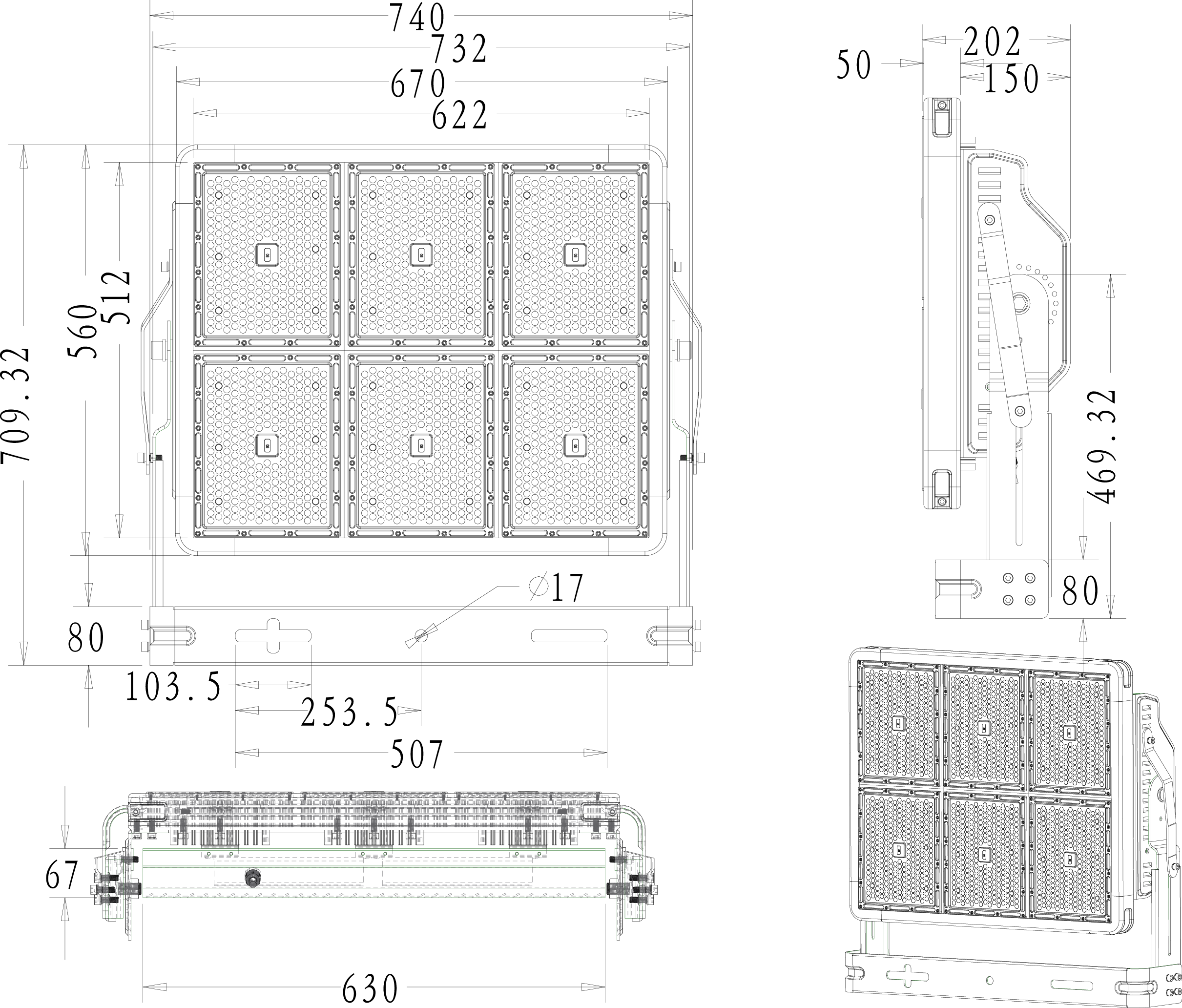 Robust LEDhigh mast 1080W